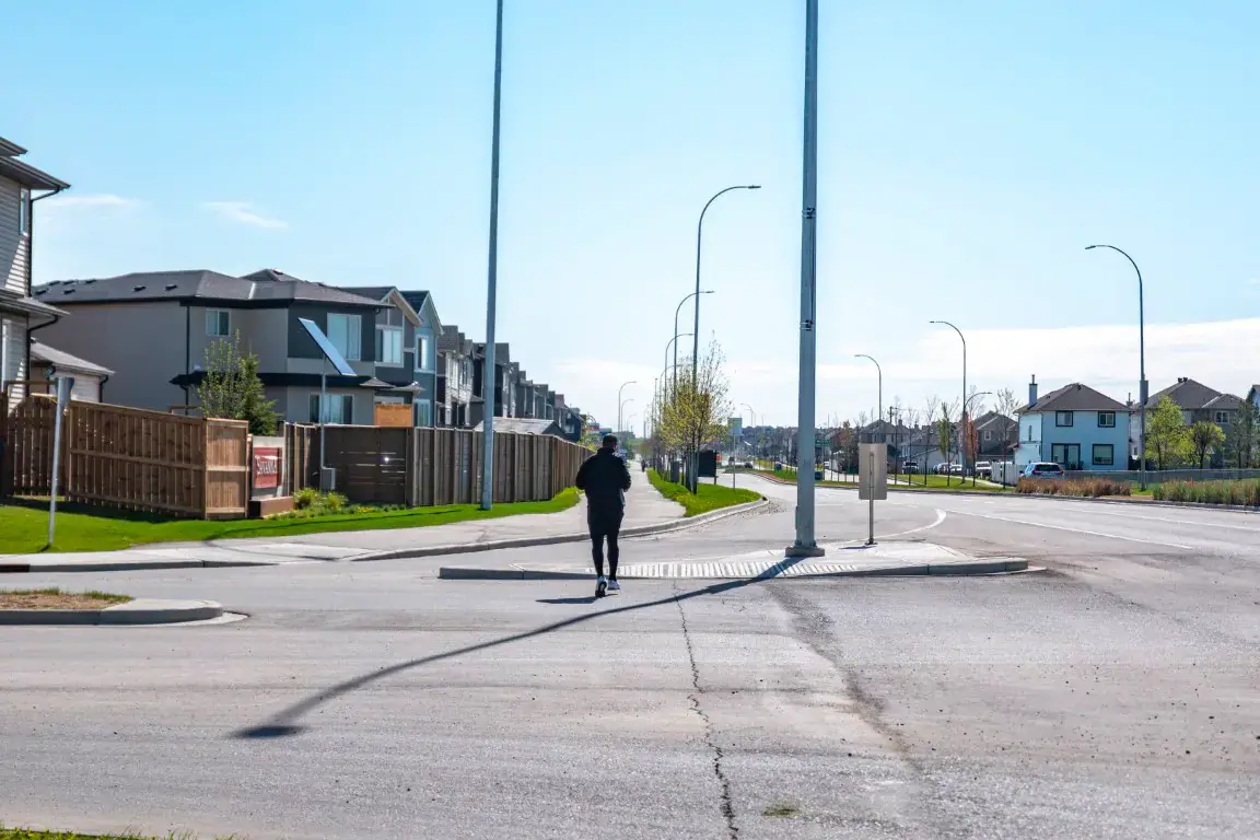 A residential street in Saddle Ridge
